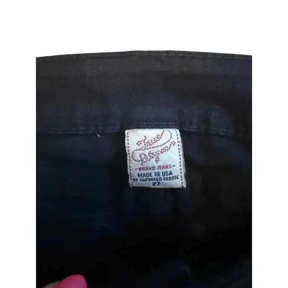 NWT Vintage Y2K True Religion Joey Lowrise Bootcut Black Jeans w/ Crystals 27 - Picture 3 of 7